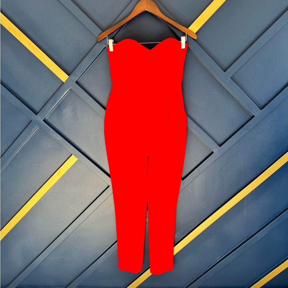 Adelyn Rae red strapless jumpsuit - Picture 4 of 8